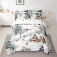 thumbnail image 2 of Manfei Gingerbread House Reindeer Bedding Comforter Set, Green Pine Tree King Bedding Sets, White Winter Snow Bed Sheets for Children, Lightweight Room Decor Reversible 7 Pieces, 2 of 8