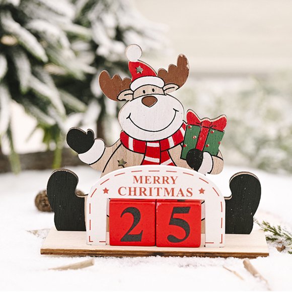 PEONAVET Décorations Maison Maison Bois Joyeux Noël Père Noël Décorations de Vacances Ornements