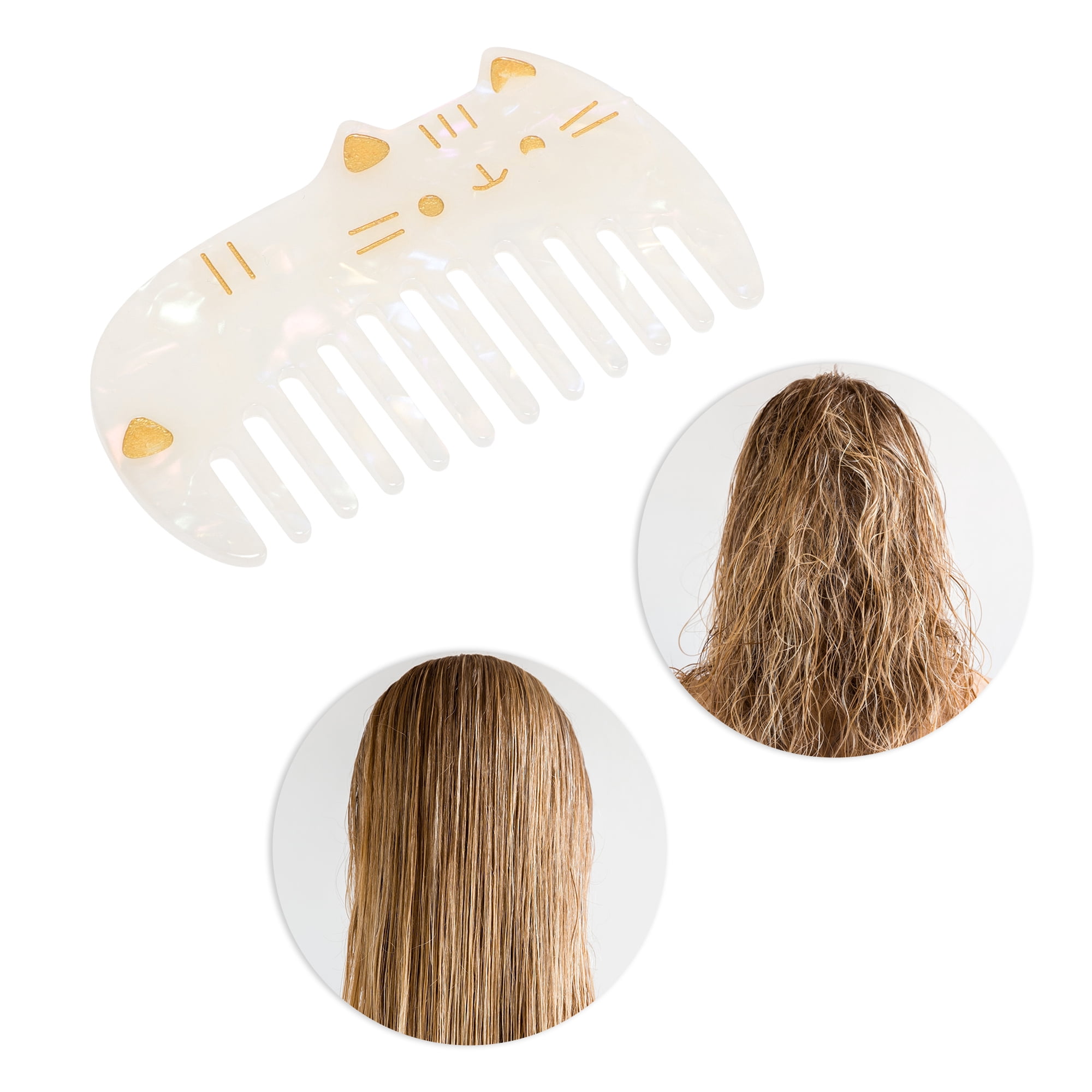 Unique Bargains 1 Pc Women Durable Cute Cat Comb Designed for All Hair Types White