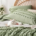 thumbnail image 4 of 7 Pieces Queen Comforter Set, Sage Green Tufted Boho Shabby Chic Bed in a Bag Comforter and Sheet Set, All Season Soft Microfiber Complete Bedding Set (Green, Queen), 4 of 7