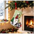 thumbnail image 3 of Yangka Christmas Decoration Rustic Burlap Embroidered Stocking With 3D Santa Reindeer Applique And Plaid Cuff For Fireplace Mantel Holiday Party Decor,Green, 3 of 5