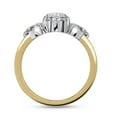 thumbnail image 4 of Three Stone Engagement Ring for Women | Center 9x6mm Oval Cut Lab Created Moissanite Promise Ring in 14K Yellow Gold Over Sterling Silver Jewelry Gift for Her, Ring Size 8, 4 of 6
