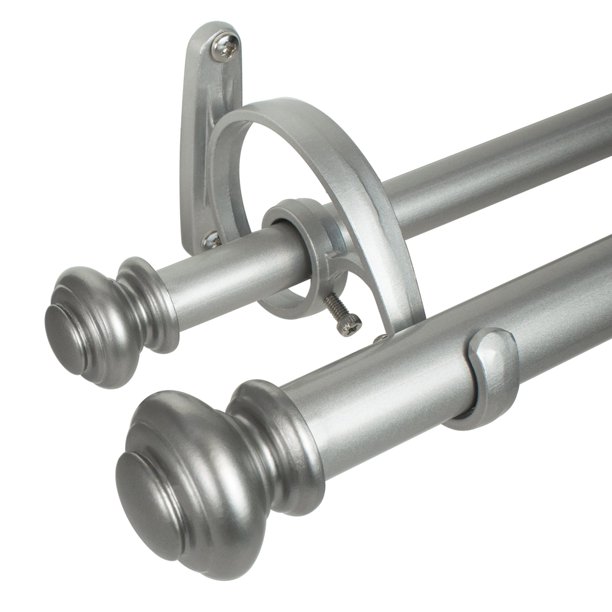 Juego de Varillas para Tratamiento de Ventanas Dobles de urna de 1 Pulgada Barra de Cortina Gris Antique Silver 36 72 Inch