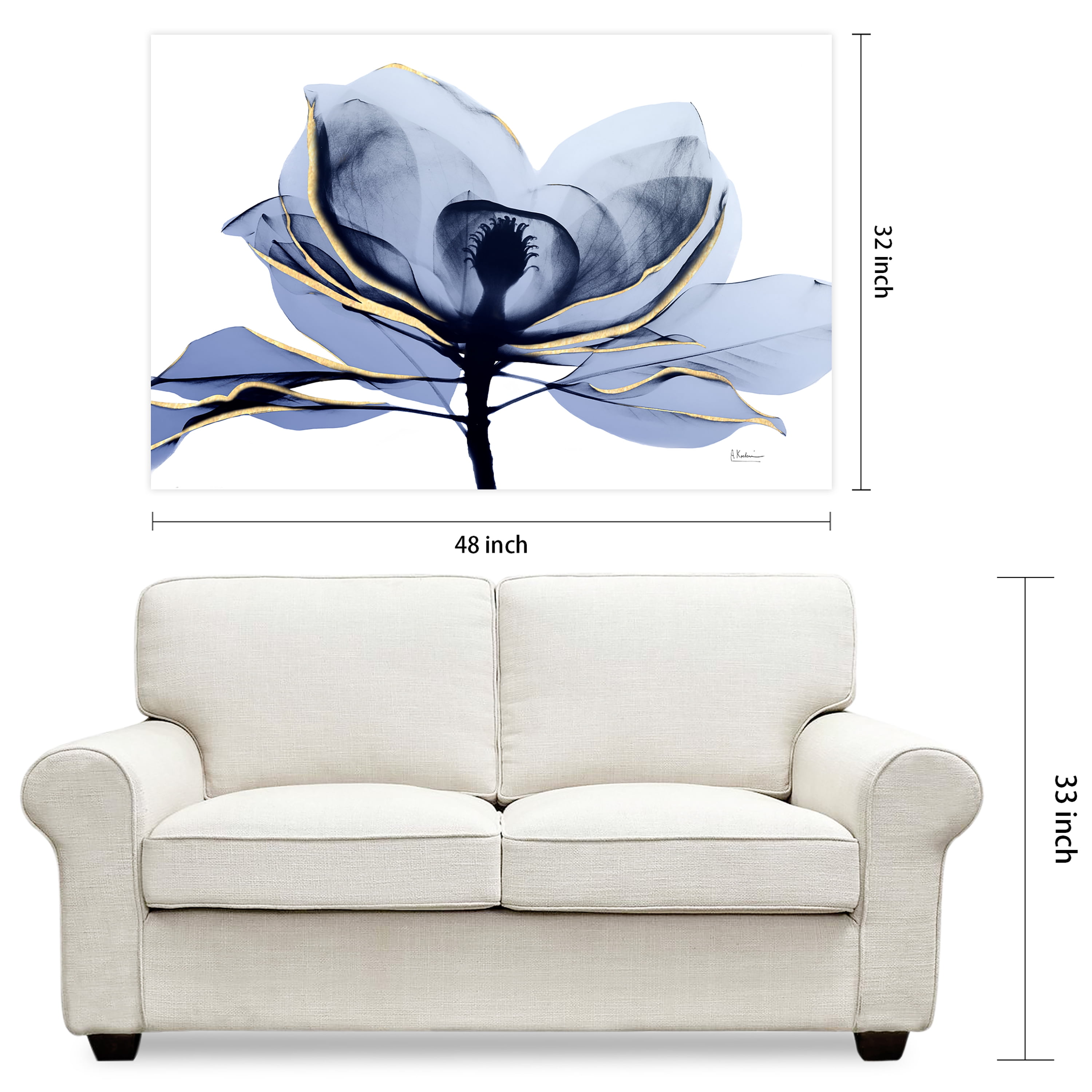 Golden Midnight 2 Frameless Free Floating 48 in x 32 in Painting Art Prints, by Empire Art