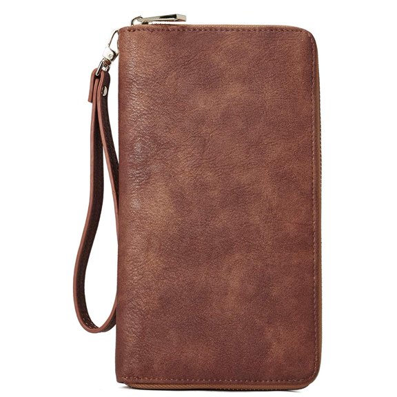 CLUCI - portafolios RFID para mujer, diseño de pulsera doble grande, 0 café bicolor, Large, Duradero