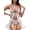White, variant on Womens Open Front Ruffle Babydoll Lingerie with Panties See Through Lace Up Mesh Wireless Nightwear V Neck Chemise Nightie 2 Piece White L