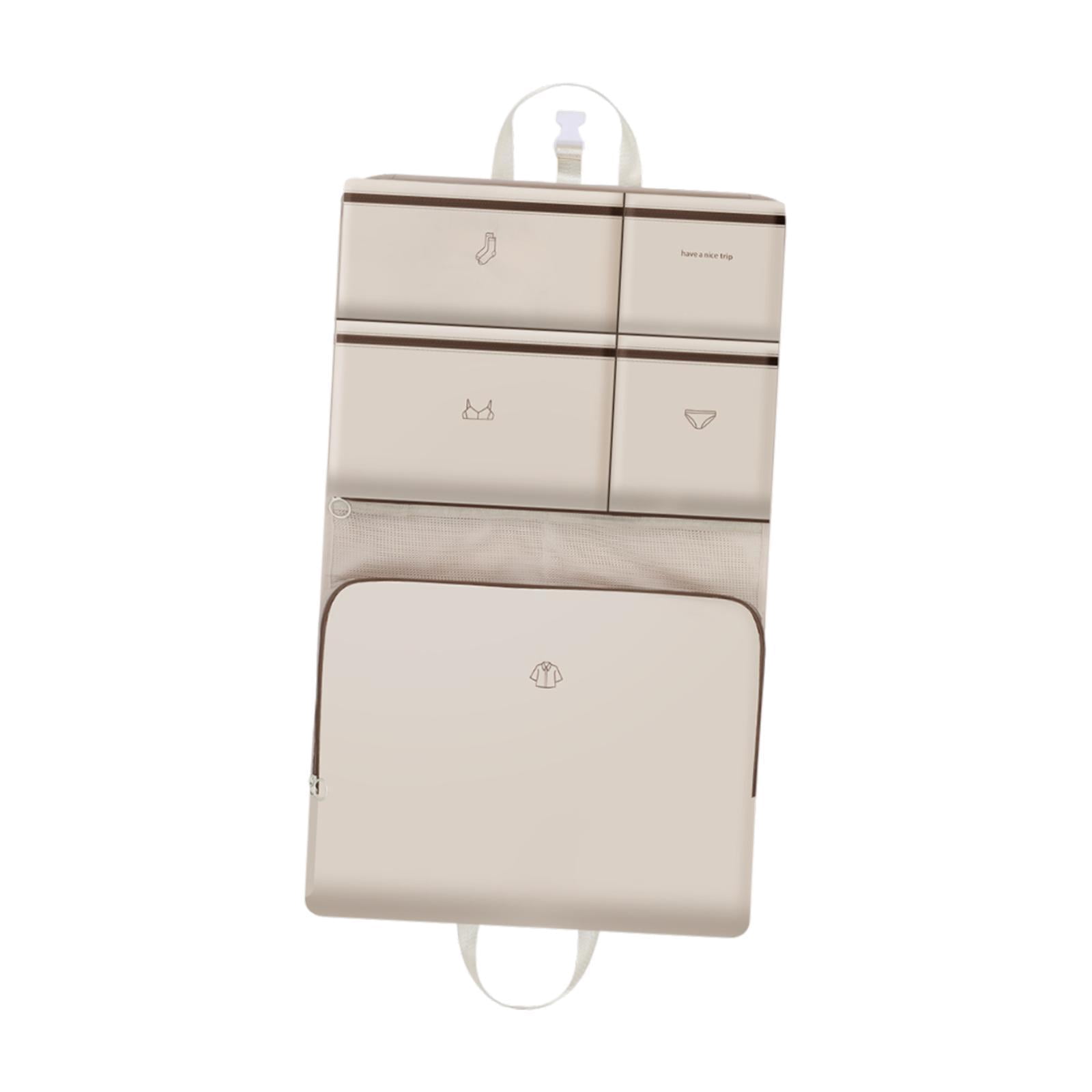 Fiocias Packing Cube Clothes Underwear Storage Bag Luggage Organizer Carry on Waterproof Beige