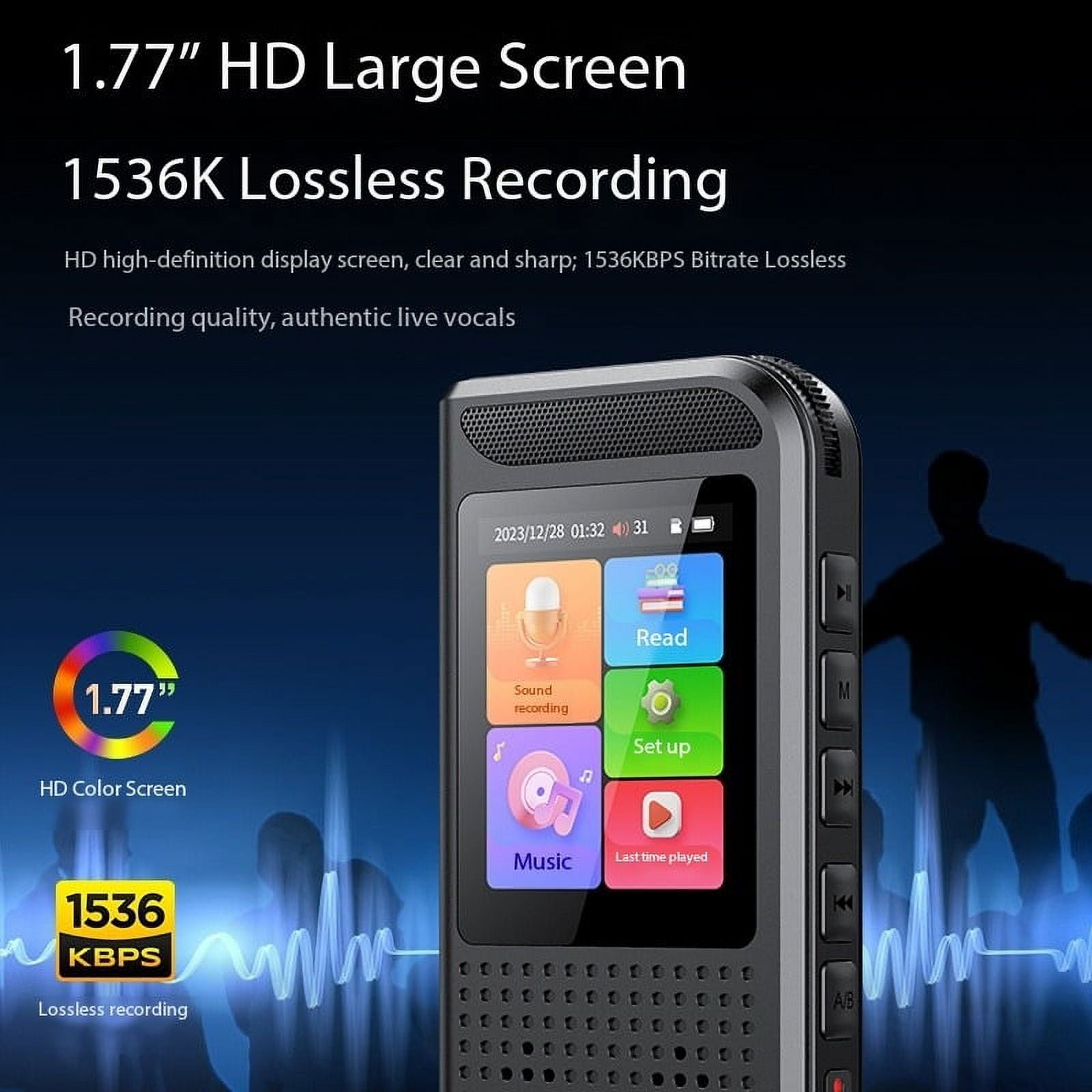 CJBZLCPCOO Voice Recorder Recording Device Digital Voice Recorder for Lectures, Meetings, Interviews Audio Recorder with USB Rechargeable
