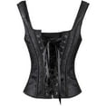 thumbnail image 4 of VASLANDA Women's Gothic Jacquard Shoulder Straps Tank Overbust Corset Bustiers, 4 of 6