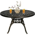 thumbnail image 6 of 48" Round Patio Table for 6 Person Cast Aluminum Bistro Table with Umbrella Hole,Metal Patio Table Outdoor Bistro Dining Table for Garden,Bronze, 6 of 14