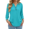 thumbnail image 5 of Fantaslook Womens Blouses 3/4 Sleeve V Neck Henley Shirts Dressy Casual Tops Summer Fall Fashion Clothes, 5 of 9