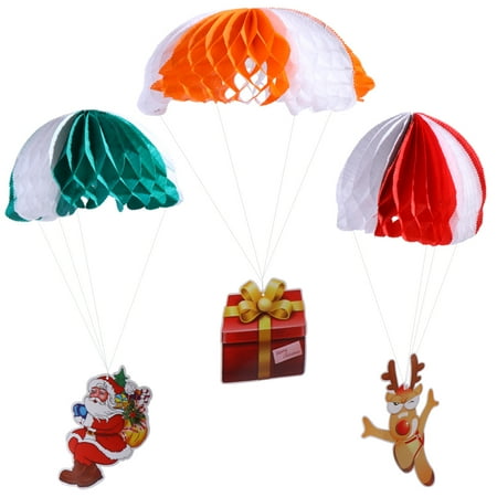 

NICEXMAS 3Pcs Christmas Paper Parachute Pendant Ceiling Decor Props Christmas Decoration