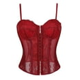 thumbnail image 6 of Aihuaihua Y2k Lace Mesh Corset Top Women Lace up Strappy Boned Bustier Cami Tank Tops Streetwear XL, 6 of 8