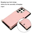thumbnail image 6 of For Samsung Galaxy S24 Ultra / SM-928 Metal Button Flip Stand Hidden Card Holder Leather Shockproof Protective Wallet With Shoulder Strap Loop Case Cover Rose Gold, 6 of 6