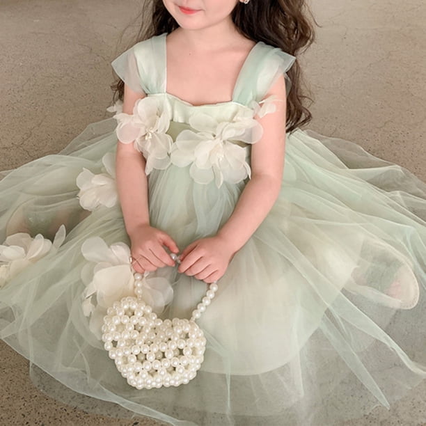 Little Girl Dresses Summer Flower Fairy Sling With Big Flowers Puffy Mesh Gown  Dress Flower Girl Dress,Size 5 Years-6 Years - Walmart Business Supplies