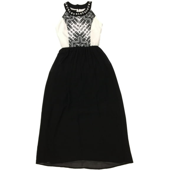 Girls Black & White Tribal Tulle Tank Top Formal Party Flower Girl Dress