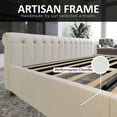 thumbnail image 5 of VanAcc Queen Size Frame, Chenille Upholstered Sleigh Bed Frame with Scroll Wingback Headboard & Footboard/Button Tufted/No Box Spring Required/Cream, 5 of 9