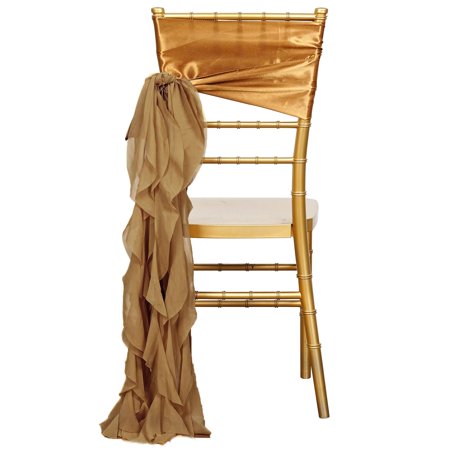 

Efavormart 5 PCS Gold Chiffon Curly Chair Sash