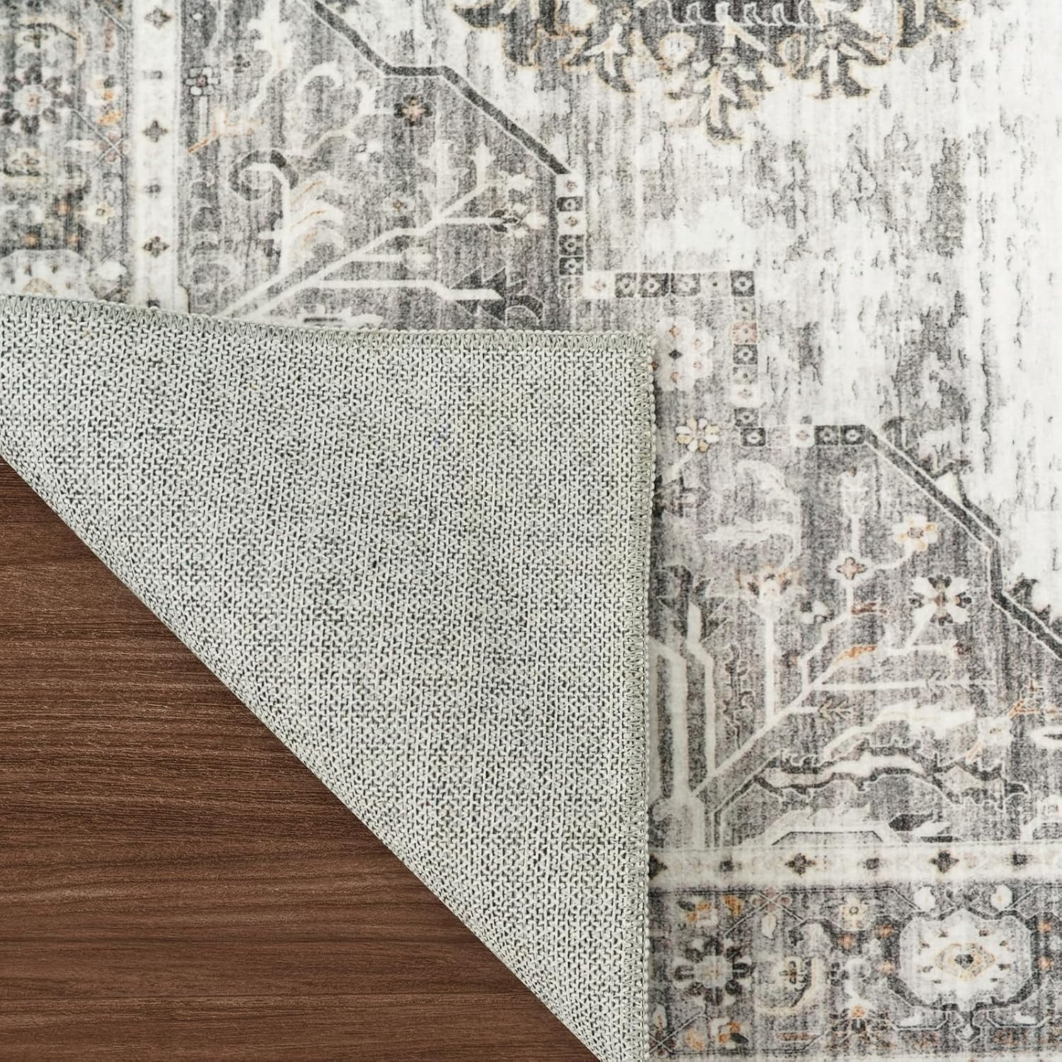 RUUGME Hallway 3x12 Runner Rugs - Boho Rugs for Living Room Stain Resistant Vintage Carpet Tribal Rugs for Bedroom Kitchen Bathroom Non Slip Backing Decor Floor Decoration Mat 3x12 Grey