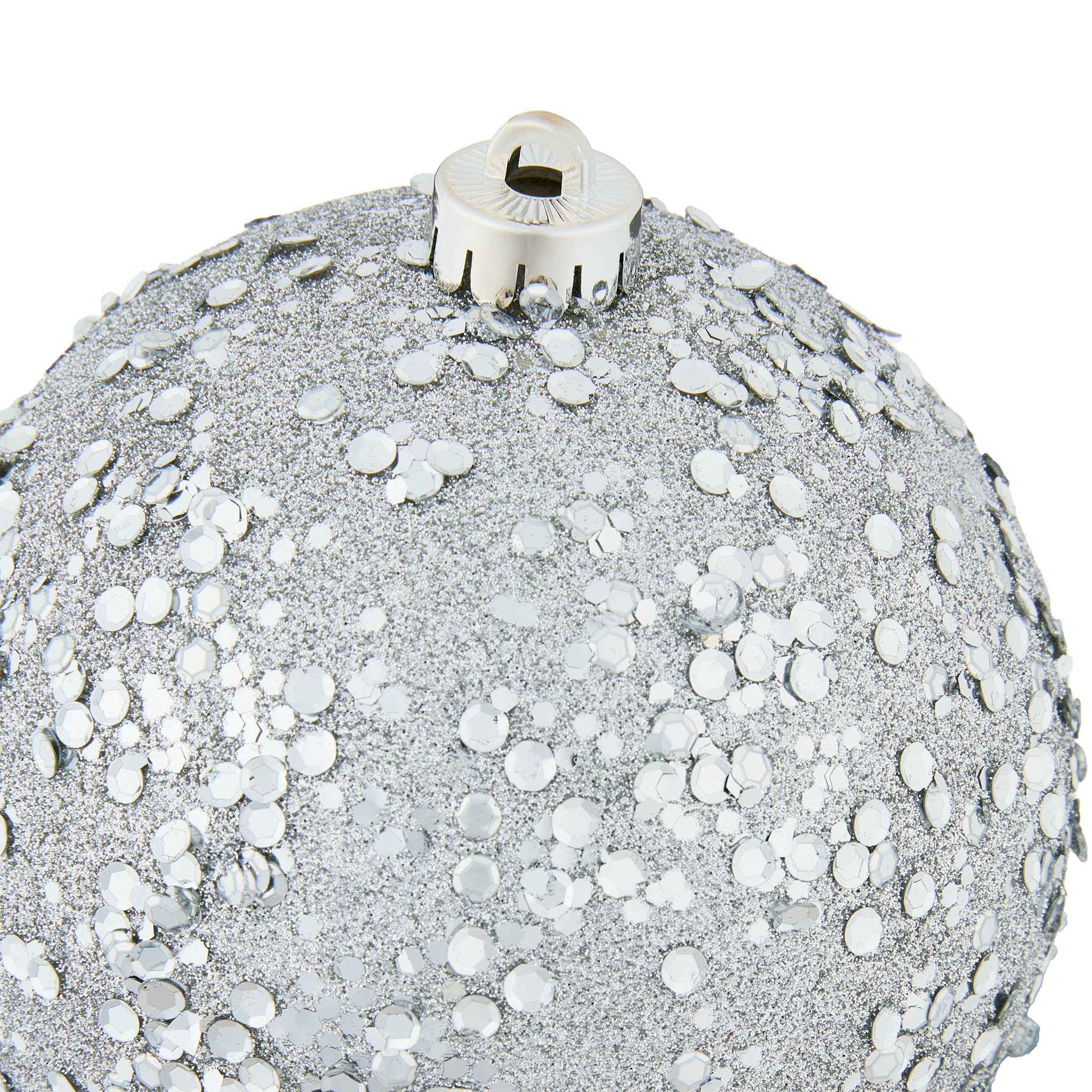 4-Count Silver Glitter Ball Shatterproof Christmas Ornaments, 6.5", by Holiday Time