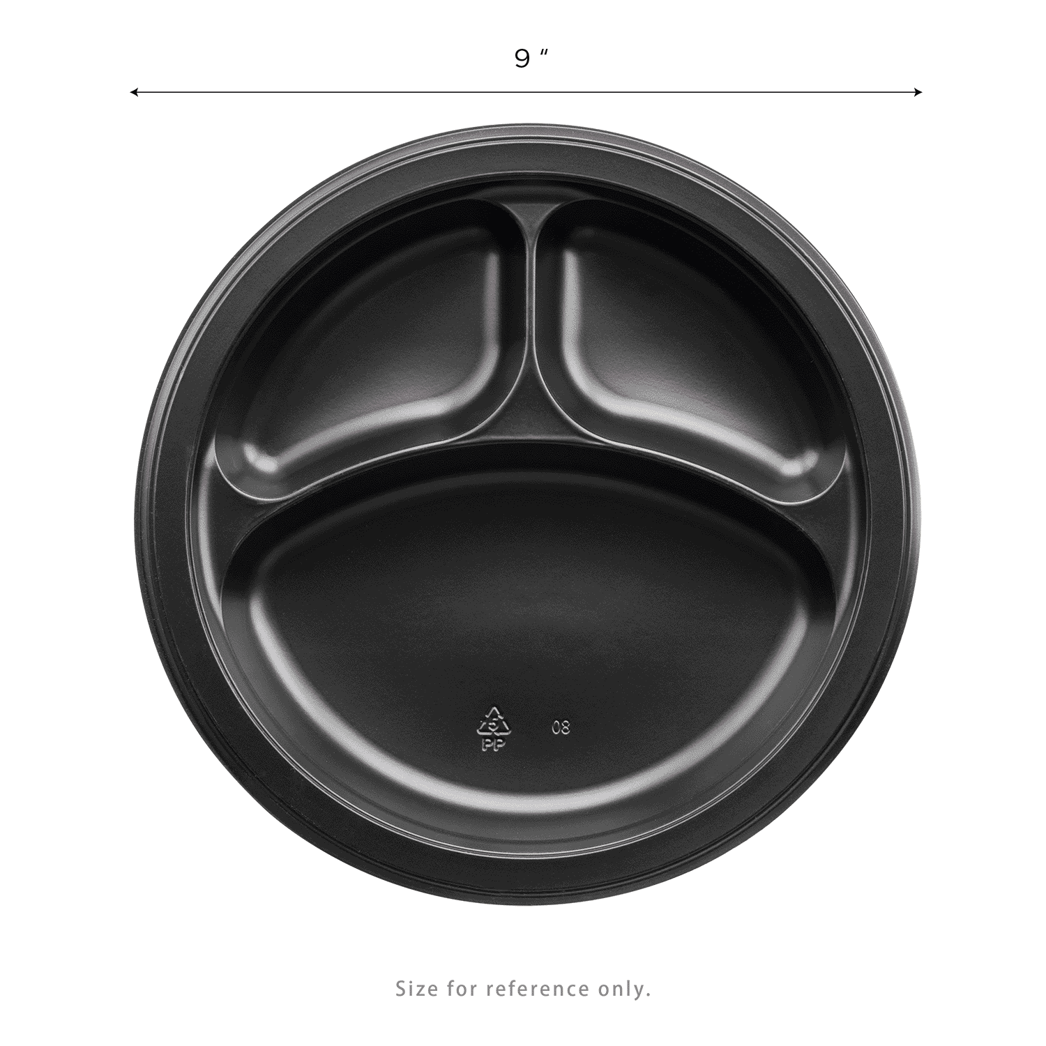 Karat Earth 9 Inch Eco-Friendly Plastic Plates [3 Compartment - 500 pcs], Black Mineral-Filled PP - Reduces Plastic Use