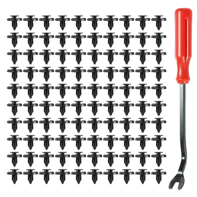 Yeacher 100PCS Nylon Push-Type Automotive Clips Rivet Retainer Fasteners Clips 25mm with 1PC Fastener Remover