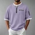 thumbnail image 4 of hotojiny Men's Quarter Zip Pullover Lightweight Textured Half Sleeve Sweatshirt Casual Crew Neck Patchwork Shirts, 4 of 7