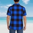 thumbnail image 4 of Pofeuu Buffalo Plaid Blue Black Print Hawaiian Shirt for Men Sleeves Casual Button Down Summer Beach Dress Shirts T-Shirts,Medium, 4 of 7