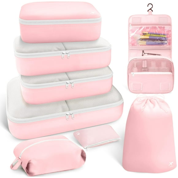 Cubos de embalaje HOTOR, 8 unidades, para maletas de viaje, color rosa