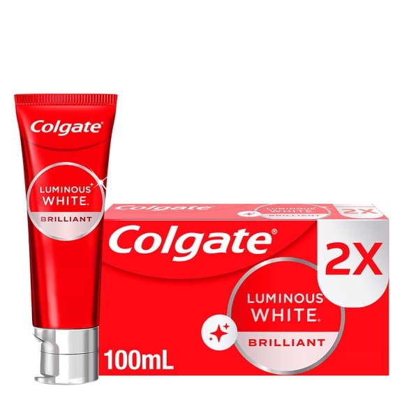 Pasta Dental Blanqueadora Colgate Luminous White Brilliant con Flúor 2x100 ml