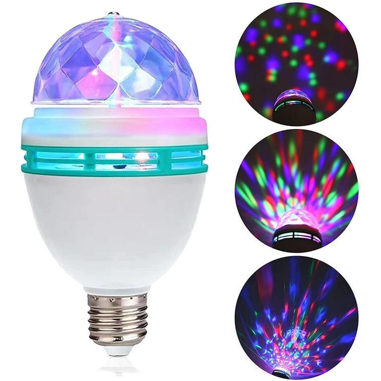 E27 RGB Crystal Ball Auto Rotating LED Stage Light Bulb Disco Party Bulb  Lamp 3W