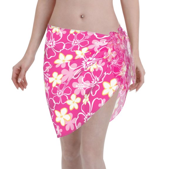KLL Vintage Flowers Print Women's Sarong Coverups Short Bathing Suit Wrap Skirt Beach Wrap Swimsuit Cover Ups
