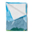 thumbnail image 2 of Golf Course Scene Soft Flannel Fleece Throw Blanket, Digital Graphic Layout of a Landscape of a Sportive Golfing Field, Cozy Plush for Indoor and Outdoor Use, 60" x 80", Green Blue, by Ambesonne, 2 of 5