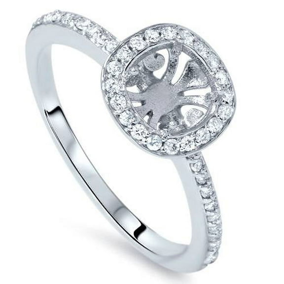 Pompeii 1/3ct Cushion Halo Engagement Ring Setting 14K White Gold (G/H,I1)