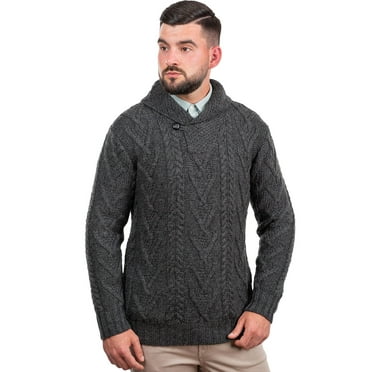 SAOL 100% Merino Wool Aran Cable Knit Hooded Zip Cardigan Irish Coat, Natural, Small : Buy Online at Best Price in KSA - Souq is now