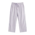 thumbnail image 4 of UJNDER Girls Striped Drawstring Elastic Waist Capri Trousers with Side Pockets Comfortable Play Girls Pants,01_Purple,5-6 Years, 4 of 6