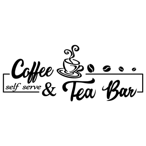 Wall Stickers Coffee and Tea Bar Wall Decor Vinyl Art Murals Removable Self Adhesive Wallpapers Wall Decoration Home Decor for Coffee Corner Tea Bar