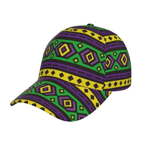 Saiise Carnival Mardi Gras Print Adjustable Baseball Cap, Workout Hat for Men and Women, Classic Dad Hat and Snapback Style
