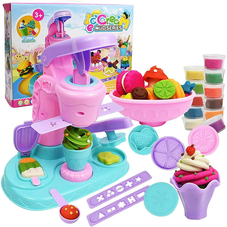 Style-carry Play Dough Set for Kids, Ice Cream Maker Play Dough for Toddlers 3 4 5 6 7 8 Years Girls Boys, Size: 5.9 x 3.2 x 5.1
