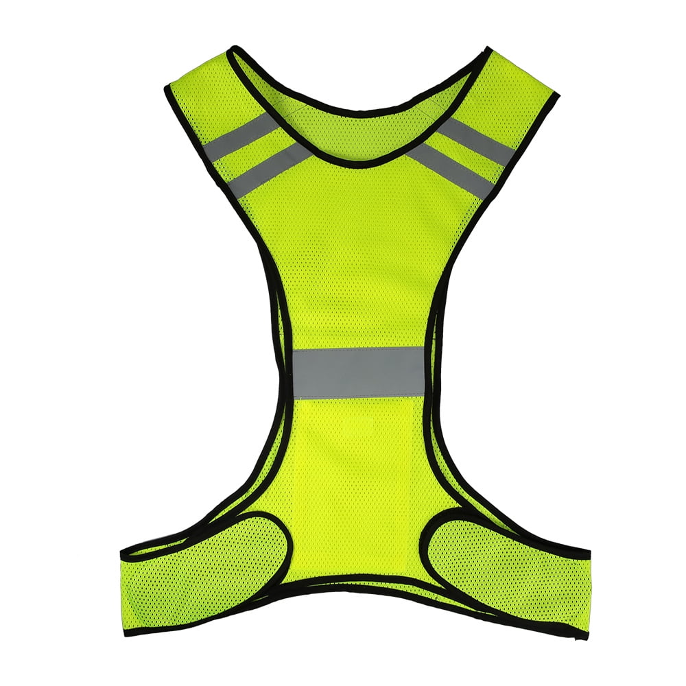 6 in 1 Reflective Running Gear Set Adjustable High Visibility Reflective Vest with 4 Reflective Armbands 1 Storage Bag Suitable for Men Women Children Adults Biking Running Walking Dog Activities
