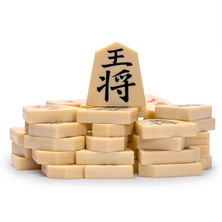 SHOGI (JAPANESE CHESS) TRADITIONAL SET WITH WOODEN PIECES & VINYL