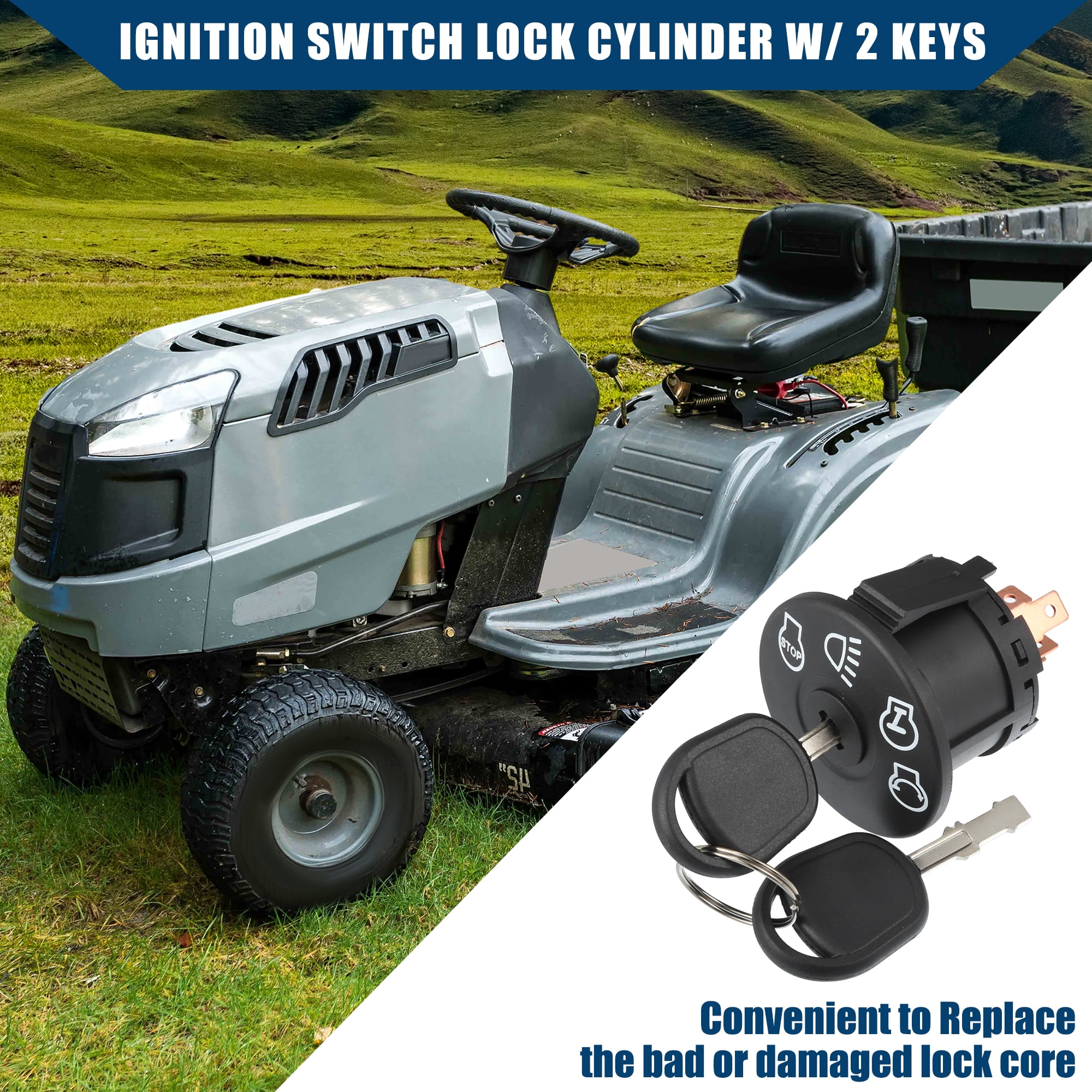 Unique Bargains 1 Set No.175566 Ignition Switch Starter with Keys Replacement for Riding Lawn Mower Tractor Walmart