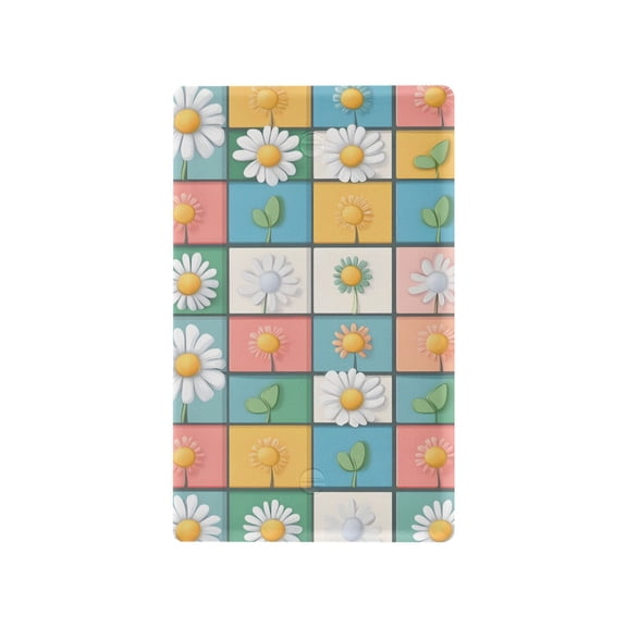 Yayeee Blank Wall Plate Cover 1-Gang 4.5"x2.7" Home Unused Decorative Outlet, Daisy Mosaic
