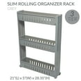 thumbnail image 3 of Simplify 3 Tier Slim Slide Out Plastic Storage Cart in Grey for Laundry Room or Closet, 3 of 10