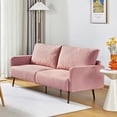 thumbnail image 2 of Resenkos Sofa Couch, Modern Love Seats Sofa Furniture,Large Sofa, 74 Inch Linen Fabric Loveseat Couch Mid-Century Modern Upholstered Accent Couches(Pink Teddy Velvet), 2 of 6