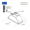 thumbnail image 5 of Awoco 36” Built-in Insert Stainless Steel Range Hood with Voice, Gesture, Touch & Remote Controls, 6" Round Top Vent, 5 of 5