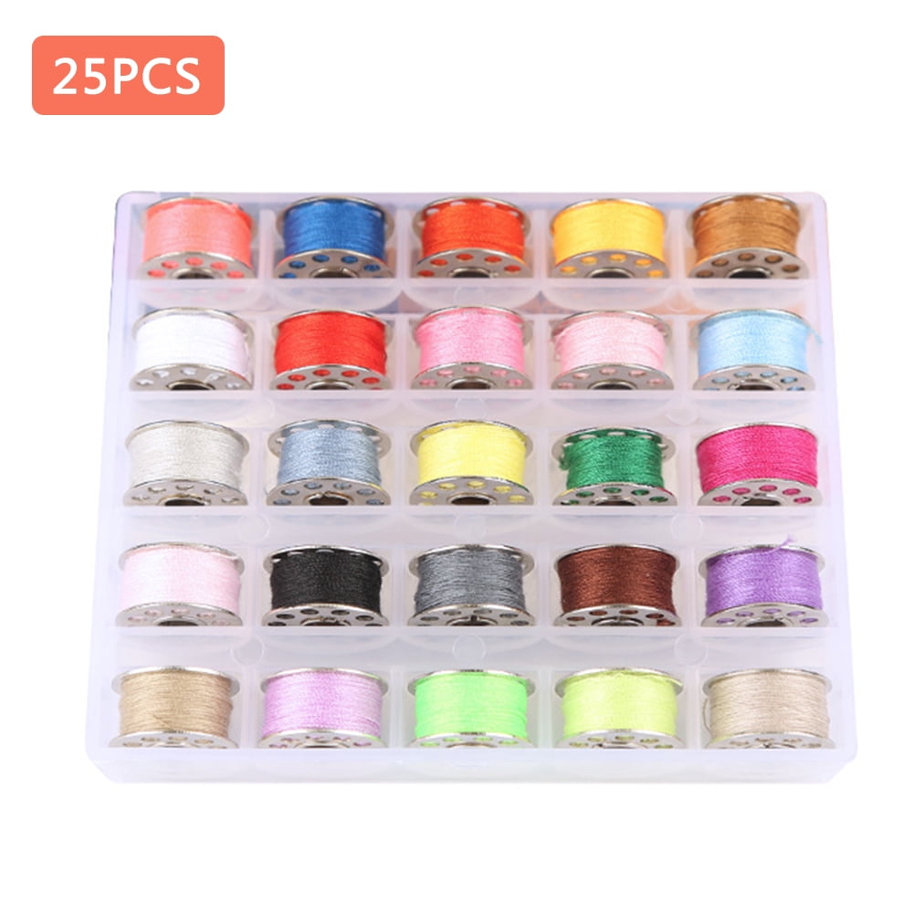 25pcs Sewing Thread Kit for Sewing Machine Reel Bobbin Line Shuttle