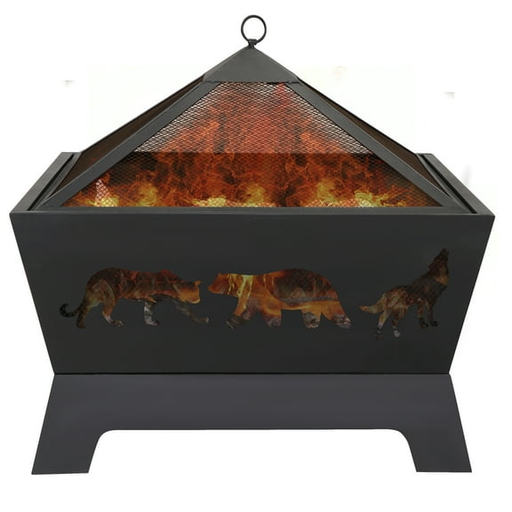 SuperDeal Patio Yard Fire Pits Wood Burning Outdoor Fireplace W/Rain Cover & Poker