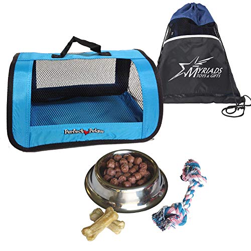 Perfect Petzzz Blue Tote for Plush Breathing Pets with Dog Food, Treats