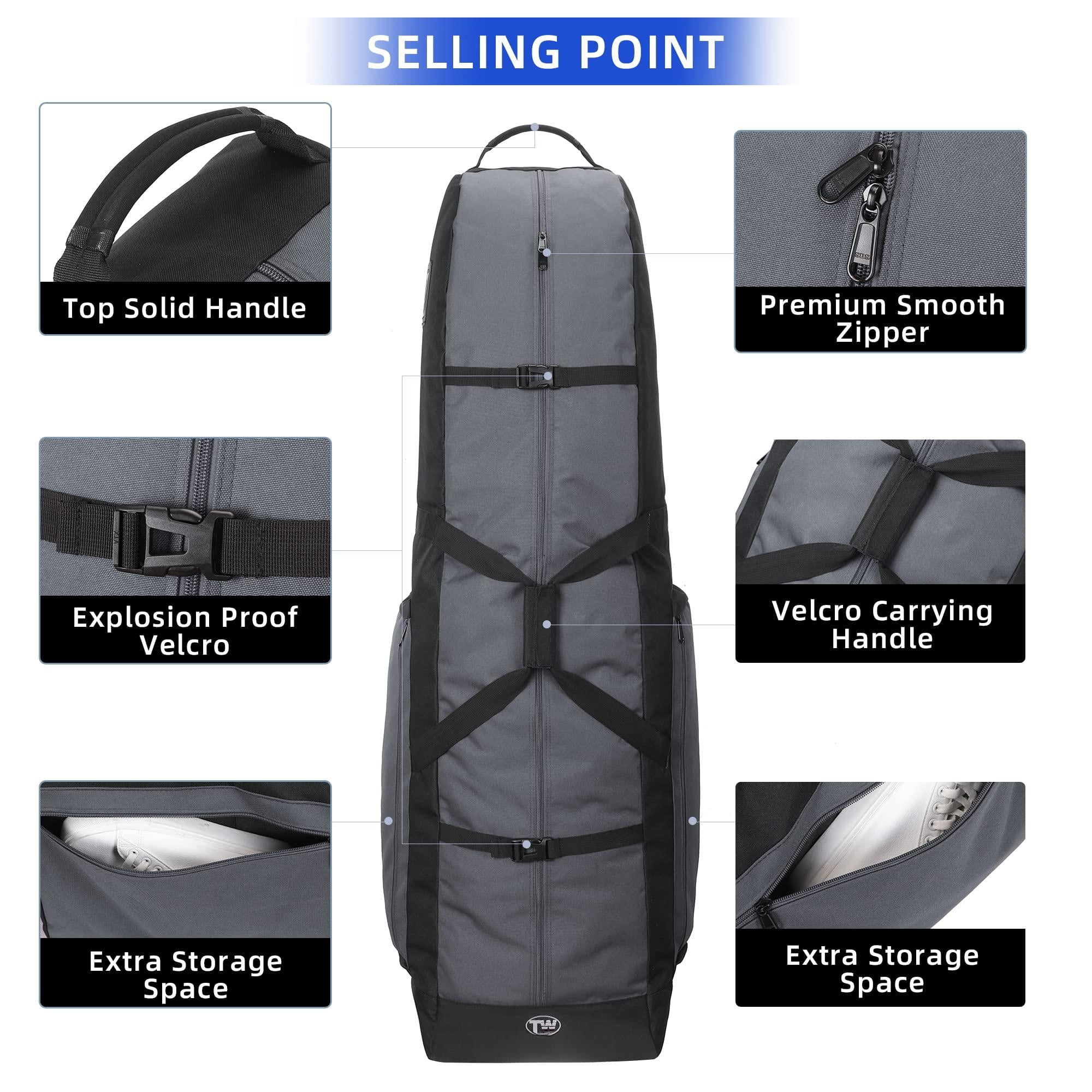 Foldable Padded Golf Travel Bag  Heavy Duty 900d Polyester Club Waterproof Carry Cart With Wheels Soft-sided Spacial Size For Gear Transportation